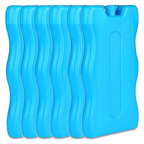 ZYBUX - Blue Freezer Blocks Cools & Keeps Foods Freshness, Cooler for Outdoor, Picnic Beach Camping, Slim, Sleek Design Reusable, Long Lasting Coolness (6 Pieces)