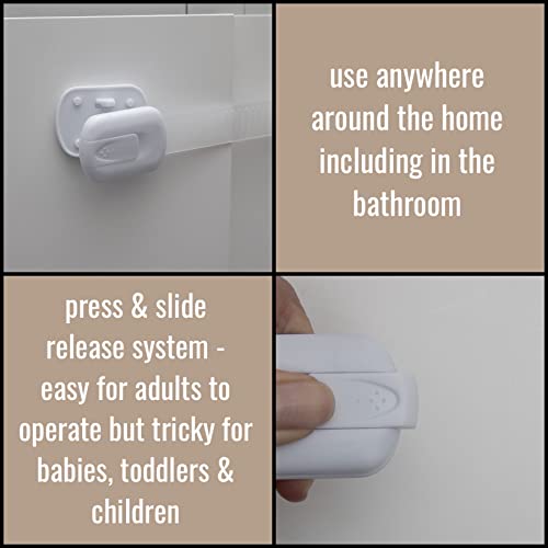 Child Safety Cupboard Locks (Pack of 8) Cabinet Lock for Baby Proofing – Easy to Install & Adjustable Straps for Drawers, Fridge, Toilet, Door Locks, No Tools Needed–Perfect for Baby and Child Safety