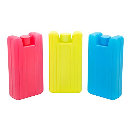 Milestone Camping 25160 Mini Ice Pack Cooler Blocks / Pack of 3 / Pink, Blue, Lime Green Colours / 100ml Capacity / 10.5cm x 5.5cm