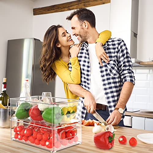 changshengda Fridge Storage Organiser- 6 Pack (3 Sizes) Fridge Organisers Stackable, Fridge Organisers for Pantry, Freezer, Cabinet, Drawer - BPA Free