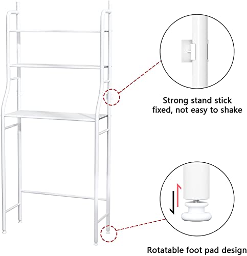 True Face 3 Tier Rack Shelf Stand Bathroom Toilet Kitchen Over Washing Machine Storage Rack Bathroom Space Saver Shelf Organizer Holder Stainless Steel White - Washing Machine