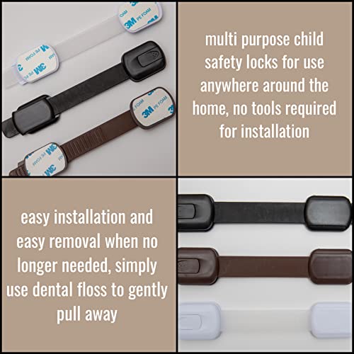 Child Safety Cupboard Locks (Pack of 8) Cabinet Lock for Baby Proofing – Easy to Install & Adjustable Straps for Drawers, Fridge, Toilet, Door Locks, No Tools Needed–Perfect for Baby and Child Safety