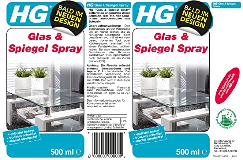 HG Glass and Mirror Cleaner, Streak-Free Glass Cleaner, Effectively Removes Grease & Dirt from Windows & Surfaces Quickly (500ml) - 142050106