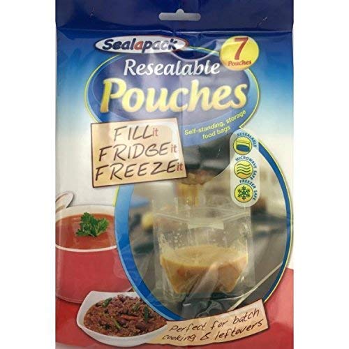 4 x Sealapack Resealable Food Soup Bag Pouches Pack Of 7 Fill Fridge Freeze 1 litre Bag