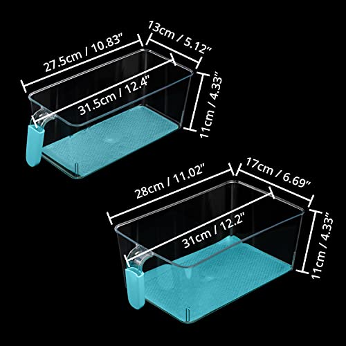 Kurtzy 2 Pack Kitchen Fridge & Cupboard Storage Bins with Handles and Non-Slip Base - 31cm/12 Inches Length - Clear Plastic Refrigerator Tubs for Bathroom, Pantry, Drawer, Freezer (2 Sizes)