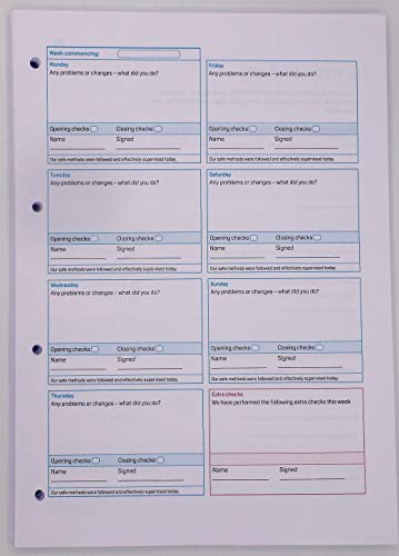 Safer Food Better Business for Caterers SFBB 24 Month Diary + 24 Month Fridge/Freezer Checklist Hole Punched
