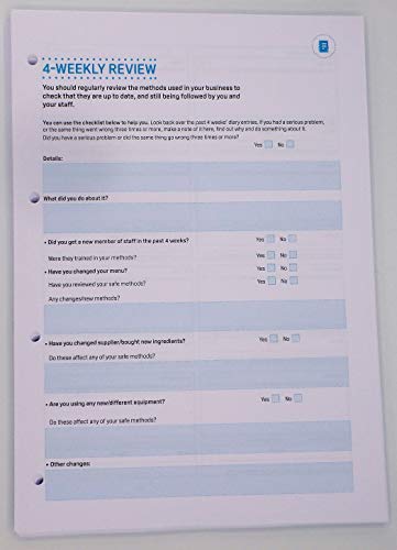 Safer Food Better Business for Caterers SFBB 24 Month Diary + 24 Month Fridge/Freezer Checklist Hole Punched