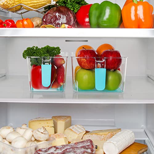 Kurtzy 2 Pack Kitchen Fridge & Cupboard Storage Bins with Handles and Non-Slip Base - 31cm/12 Inches Length - Clear Plastic Refrigerator Tubs for Bathroom, Pantry, Drawer, Freezer (2 Sizes)