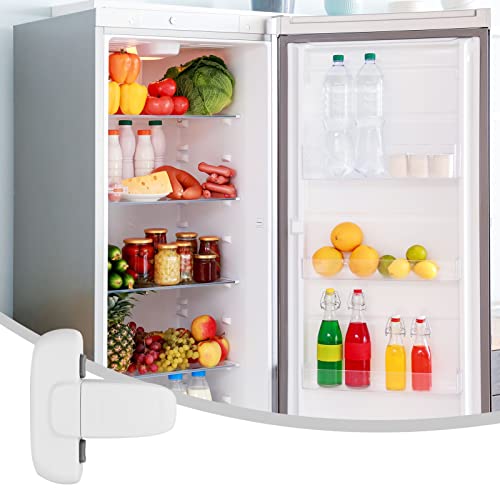 2 Pack Fridge Lock for Children, Home Fridge Door Lock Baby Safety Refrigerator Lock for Refrigerator Door Freeze Door (White)