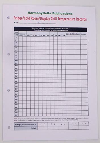 Safer Food Better Business for Caterers SFBB 24 Month Diary + 24 Month Fridge/Freezer Checklist Hole Punched