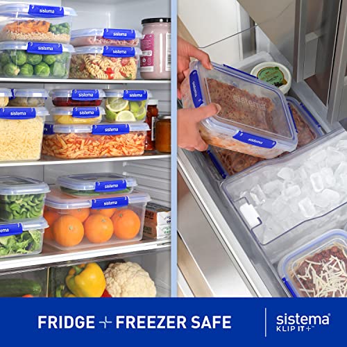 Sistema KLIP IT PLUS Food Storage Containers | 1 L | Leak-Proof, Stackable & Airtight Fridge/Freezer Containers with Lids | BPA-Free Plastic | Recyclable with TerraCycle® | 3 Count