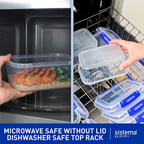 Sistema KLIP IT PLUS Food Storage Containers | 1 L | Leak-Proof, Stackable & Airtight Fridge/Freezer Containers with Lids | BPA-Free Plastic | Recyclable with TerraCycle® | 3 Count