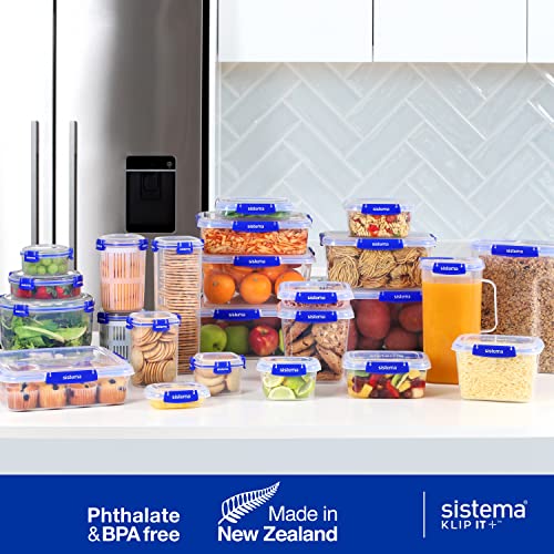 Sistema KLIP IT PLUS Food Storage Containers | 1 L | Leak-Proof, Stackable & Airtight Fridge/Freezer Containers with Lids | BPA-Free Plastic | Recyclable with TerraCycle® | 3 Count