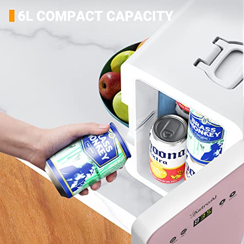 AstroAI Mini Fridge 6 Litre/8 Can Skincare Fridge for Bedroom - With Upgraded Temperature Control Panel, AC/12V DC Thermoelectric Portable Cooler and Warmer