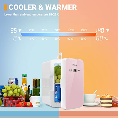 AstroAI Mini Fridge 6 Litre/8 Can Skincare Fridge for Bedroom - With Upgraded Temperature Control Panel, AC/12V DC Thermoelectric Portable Cooler and Warmer