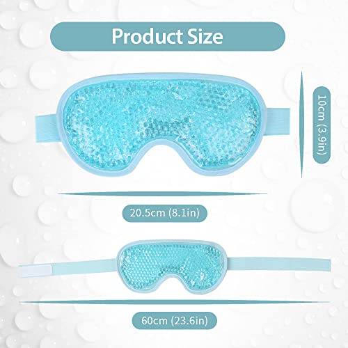 NEWGO Cooling Eye Mask for Puffy Eyes, Reusable Hot Cold Therapy Gel Cold Eye Mask for Migraine, Headache, Dark Circles, Dry Eyes, Swollen Eyes, Sinus Pain, Light Blue