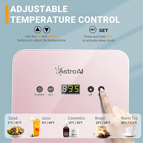 AstroAI Mini Fridge 6 Litre/8 Can Skincare Fridge for Bedroom - With Upgraded Temperature Control Panel, AC/12V DC Thermoelectric Portable Cooler and Warmer