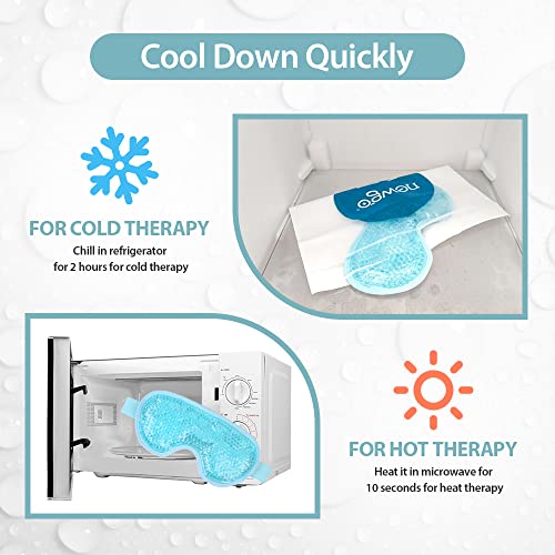 NEWGO Cooling Eye Mask for Puffy Eyes, Reusable Hot Cold Therapy Gel Cold Eye Mask for Migraine, Headache, Dark Circles, Dry Eyes, Swollen Eyes, Sinus Pain, Light Blue