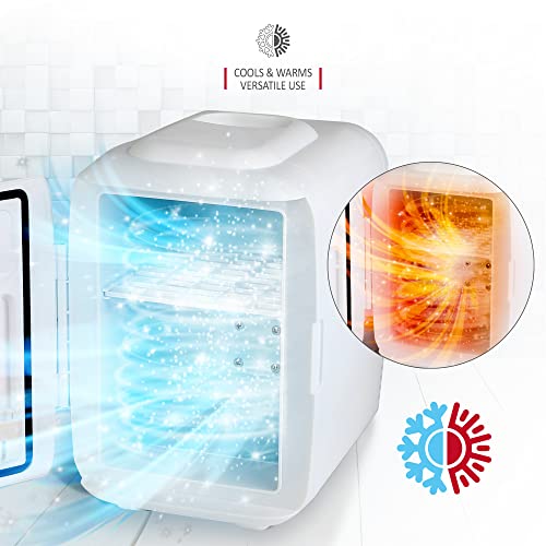 NETTA 5L Mini Fridge - Portable Small Fridge for Drinks, Snacks, Skincare - For Bedroom, Student Dormitory, Office With Cooling And Warming Function - AC/DC Portable – White