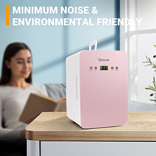 AstroAI Mini Fridge 6 Litre/8 Can Skincare Fridge for Bedroom - With Upgraded Temperature Control Panel, AC/12V DC Thermoelectric Portable Cooler and Warmer