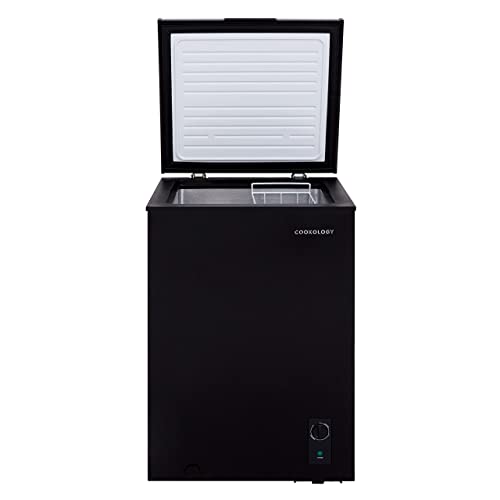 Cookology CCFZ99BK Freestanding 99 Litre, Chest Freezer Suitable for Outbuildings, Garages and Sheds, Features a Refrigeration Mode, Adjustable Temperature Control and 4 Star Freezer Rating - In Black