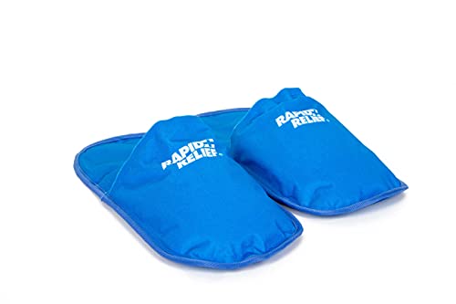 Rapid Relief RA11550 Premium Reusable Hot And Cold Gel Slippers 5"x12" Hot Therapy/Cold Therapy/Swollen Feet, Blue
