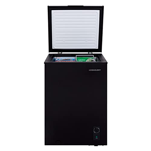 Cookology CCFZ99BK Freestanding 99 Litre, Chest Freezer Suitable for Outbuildings, Garages and Sheds, Features a Refrigeration Mode, Adjustable Temperature Control and 4 Star Freezer Rating - In Black