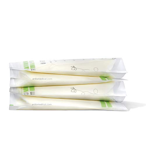 Ardo Easy Store Breastmilk Storage Bags. Pre-Sterilised Pouch To Store In Fridge & Freeze Breast Milk. BPA Free Bag With Measure Line & Tabs. Leak Proof With Double Zips. (180 ml Capacity, 25 Bags)