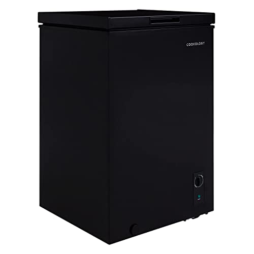 Cookology CCFZ99BK Freestanding 99 Litre, Chest Freezer Suitable for Outbuildings, Garages and Sheds, Features a Refrigeration Mode, Adjustable Temperature Control and 4 Star Freezer Rating - In Black