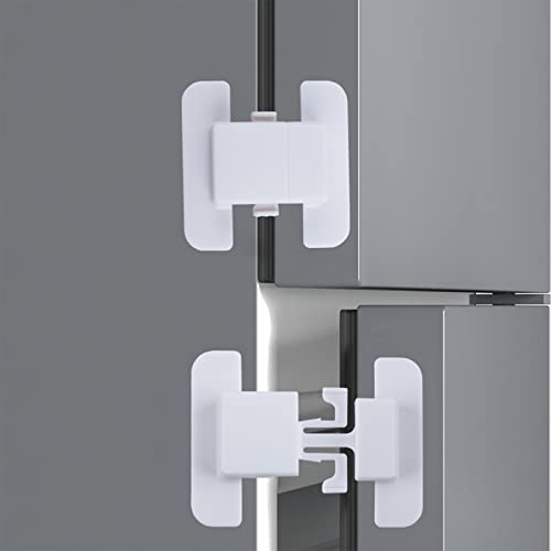 QOPAHI Fridge Lock, 2 Pack Adjustable Fridge Locks for Children Refrigerator Lock Cupboard Locks Baby Door Safety Locks for Fridge Door Freeze Door