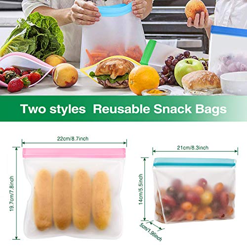 Mlife Reusable Food Storage Bag Set -Liquid Sandwich Snack Bacon Fruit Bags,Freezer Airtight Seal,Ideal for Preserving | FDA & BPA Approved | Ziplock Leakproof | 9 Packs
