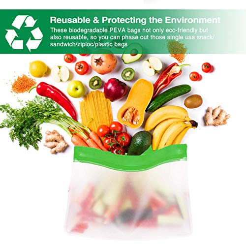 Mlife Reusable Food Storage Bag Set -Liquid Sandwich Snack Bacon Fruit Bags,Freezer Airtight Seal,Ideal for Preserving | FDA & BPA Approved | Ziplock Leakproof | 9 Packs