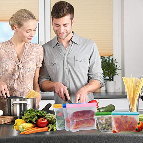 Mlife Reusable Food Storage Bag Set -Liquid Sandwich Snack Bacon Fruit Bags,Freezer Airtight Seal,Ideal for Preserving | FDA & BPA Approved | Ziplock Leakproof | 9 Packs