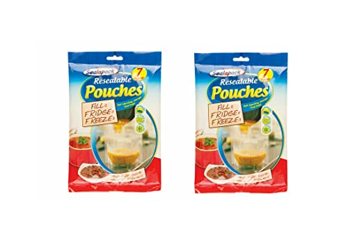 Sealapack 14 x Resealable Food Soup Bag Pouches Fridge Freeze 1L Storage Fruit