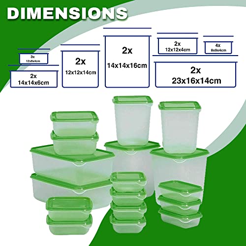 ZYBUX - Durable Plastic Storage Food Storage of 17 Pieces for Freezer & Fridge Storage