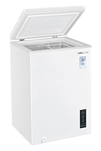 Montpellier MCF100WLED | 99 Litre Freestanding Chest Freezer - White | 2 Year Warranty - Suitable for Outbuildings and Garages