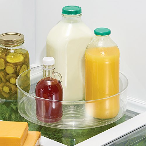 iDesign Fridge/Freeze Binz Revolving Spice Rack, Kitchen Cupboard Storage Unit, BPA Plastic, Clear, Small