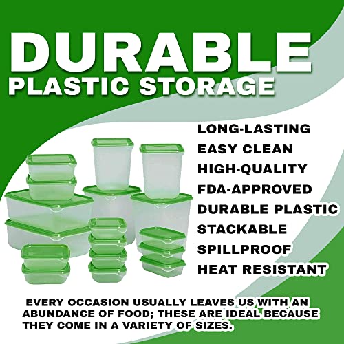 ZYBUX - Durable Plastic Storage Food Storage of 17 Pieces for Freezer & Fridge Storage