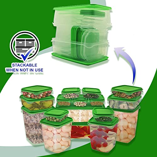 ZYBUX - Durable Plastic Storage Food Storage of 17 Pieces for Freezer & Fridge Storage