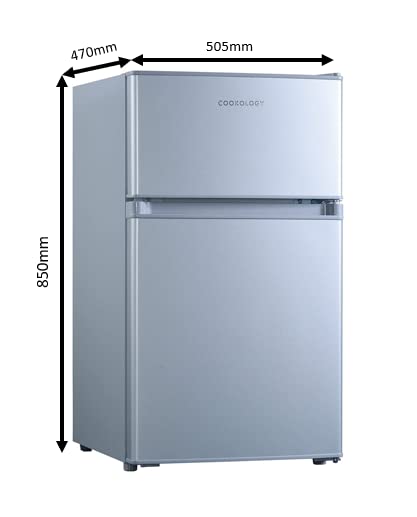 Cookology UCFF87 47cm Freestanding Undercounter Small Fridge Freezer with 2 Doors, 87 Litre, Adjustable Temperature Control, LED Light and a 4 Star Freezer Rating - in Silver