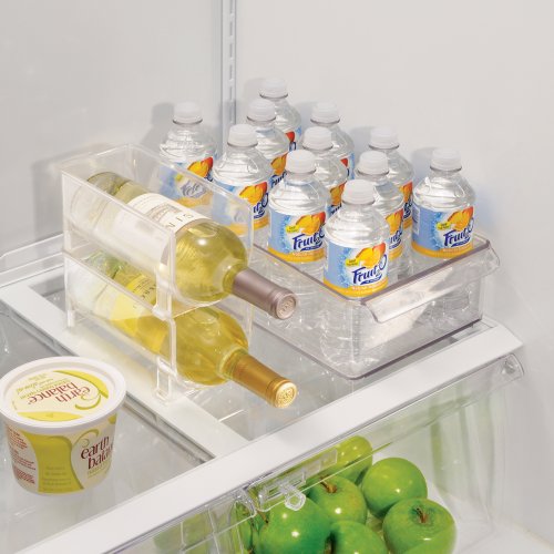 iDesign YMJ-418 Fridge/Freeze Binz Wine Rack for Fridge, Compact Wine Holder for 1 Bottle, BPA-Free Plastic, Clear, 10.2 x 20.3 x 10.2 centimetres