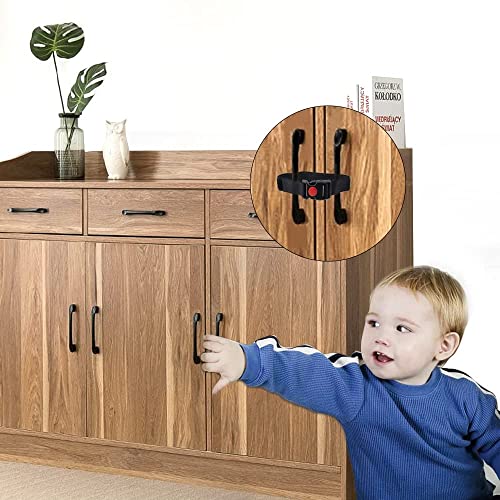 Yulaiyoen Child Baby Safety Cupboard Door Locks Adjustable Child Locks for Kitchen Cupboards 2 Pack Fridge Lock for Freeze Door Cupboard Knobs Handles,No Tools Needed