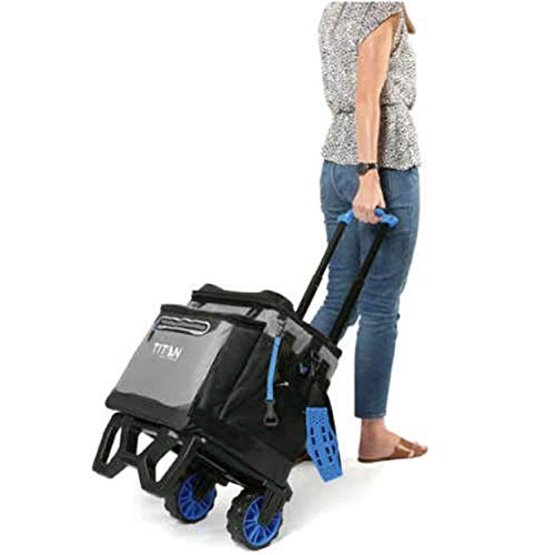 TEJAL Arctic Zone Titan Deep Freeze Rolling Cooler - High Performance - 60 Can Capacity (Blue) with Single Canvas Zipper Tool Bag Pouch(16Oz), Pouch Color May Vary