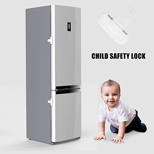 2 Pack Fridge Lock for Kids, Home Fridge Door Lock Baby Safety Refrigerator Lock for Refrigerator Door Freeze Door (White)