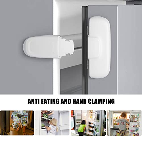 2 Pack Fridge Lock for Kids, Home Fridge Door Lock Baby Safety Refrigerator Lock for Refrigerator Door Freeze Door (White)