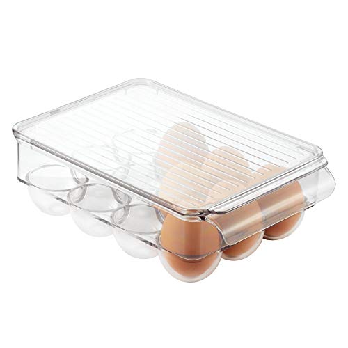 iDesign 73030 Fridge/Freeze Binz Egg Holder, Small Storage Box for Twelve Eggs, Made from BPA-Free Plastic, Clear