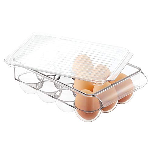 iDesign 73030 Fridge/Freeze Binz Egg Holder, Small Storage Box for Twelve Eggs, Made from BPA-Free Plastic, Clear