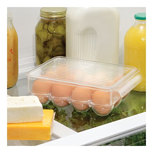 iDesign 73030 Fridge/Freeze Binz Egg Holder, Small Storage Box for Twelve Eggs, Made from BPA-Free Plastic, Clear