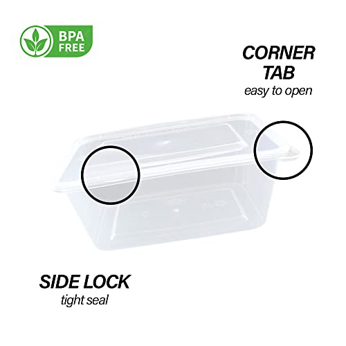 750ml - Food storage containers - Plastic container with lids - Microwave, Freezer & Dishwasher Safe - Ideal for meal prep & takeaway tubs - Pack of 10