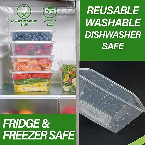 750ml - Food storage containers - Plastic container with lids - Microwave, Freezer & Dishwasher Safe - Ideal for meal prep & takeaway tubs - Pack of 10
